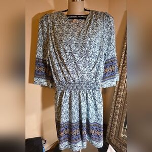 Gilli Size L Large Romper - Navy Paisley Design On Mint Green Background lot5602